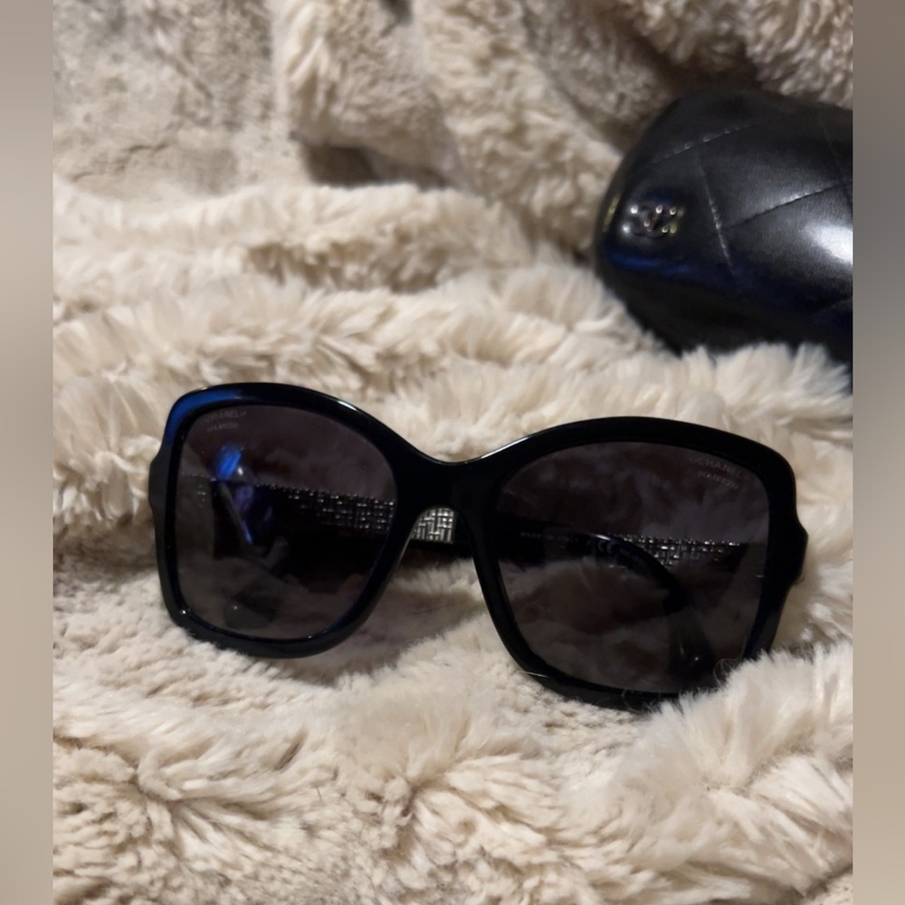 Chanel | Women’s Black Acetate Sunglasses Eye Protection - Picture 2 of 10